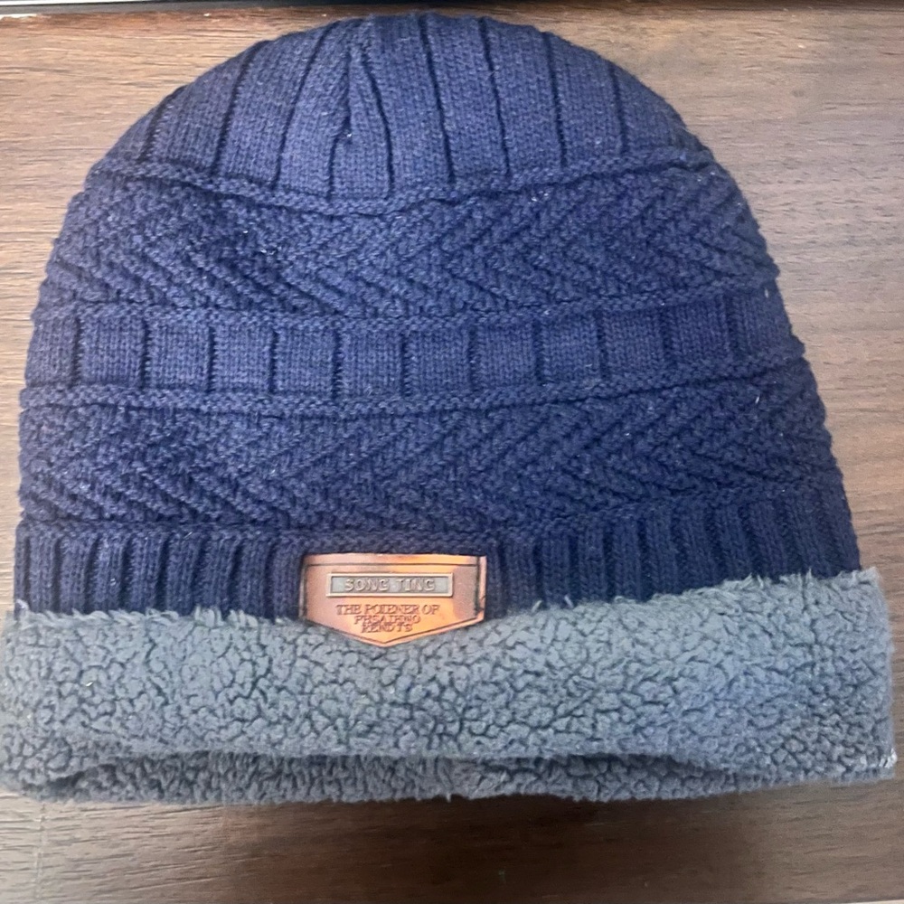 Song Ting Navy Fur Lined Beanie